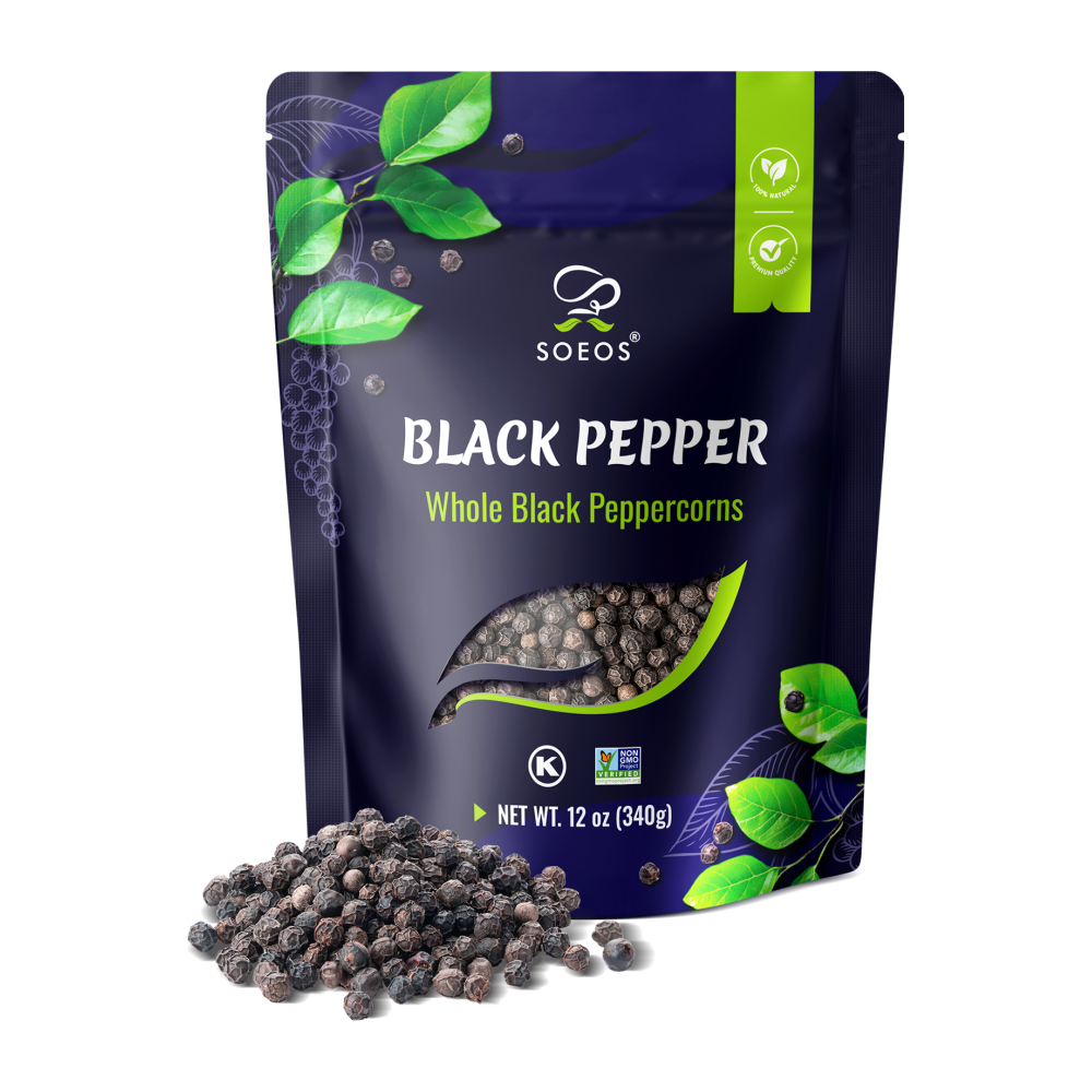 Whole Black Peppercorns.