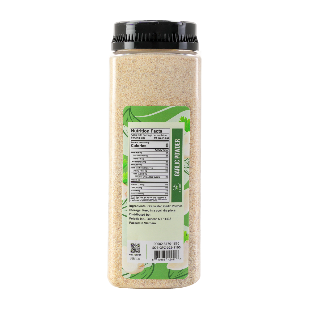 Garlic Powder, 624g (22oz), Granualted Garlic Powder – Soeos