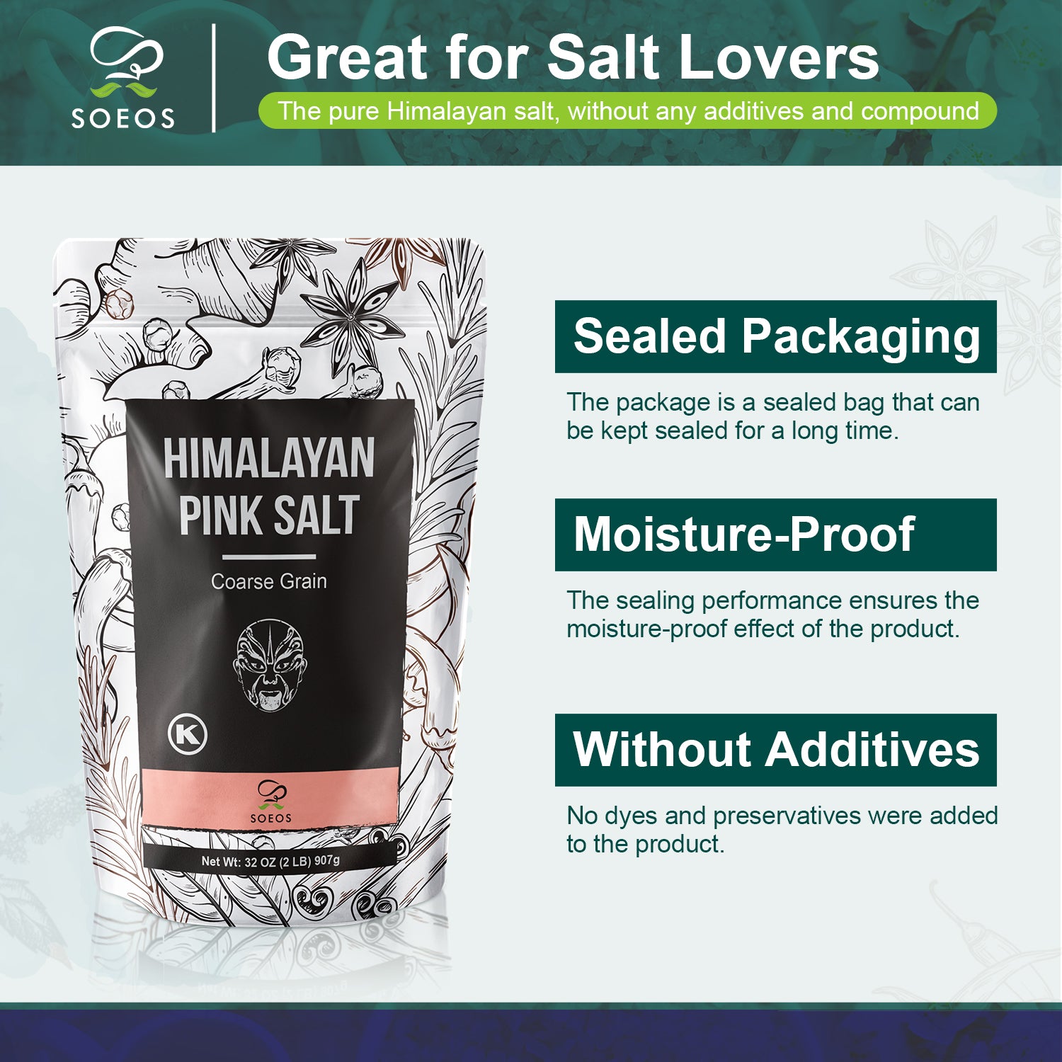 Pink Himalayan Salt, Coarse Grain, 2lbs.