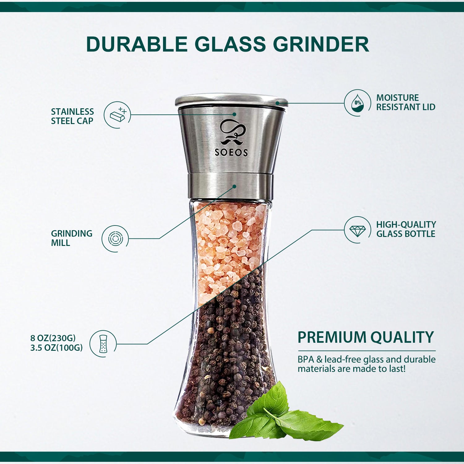 Himalayan Salt, 39 oz + Whole Black Peppercorns, 18 oz.