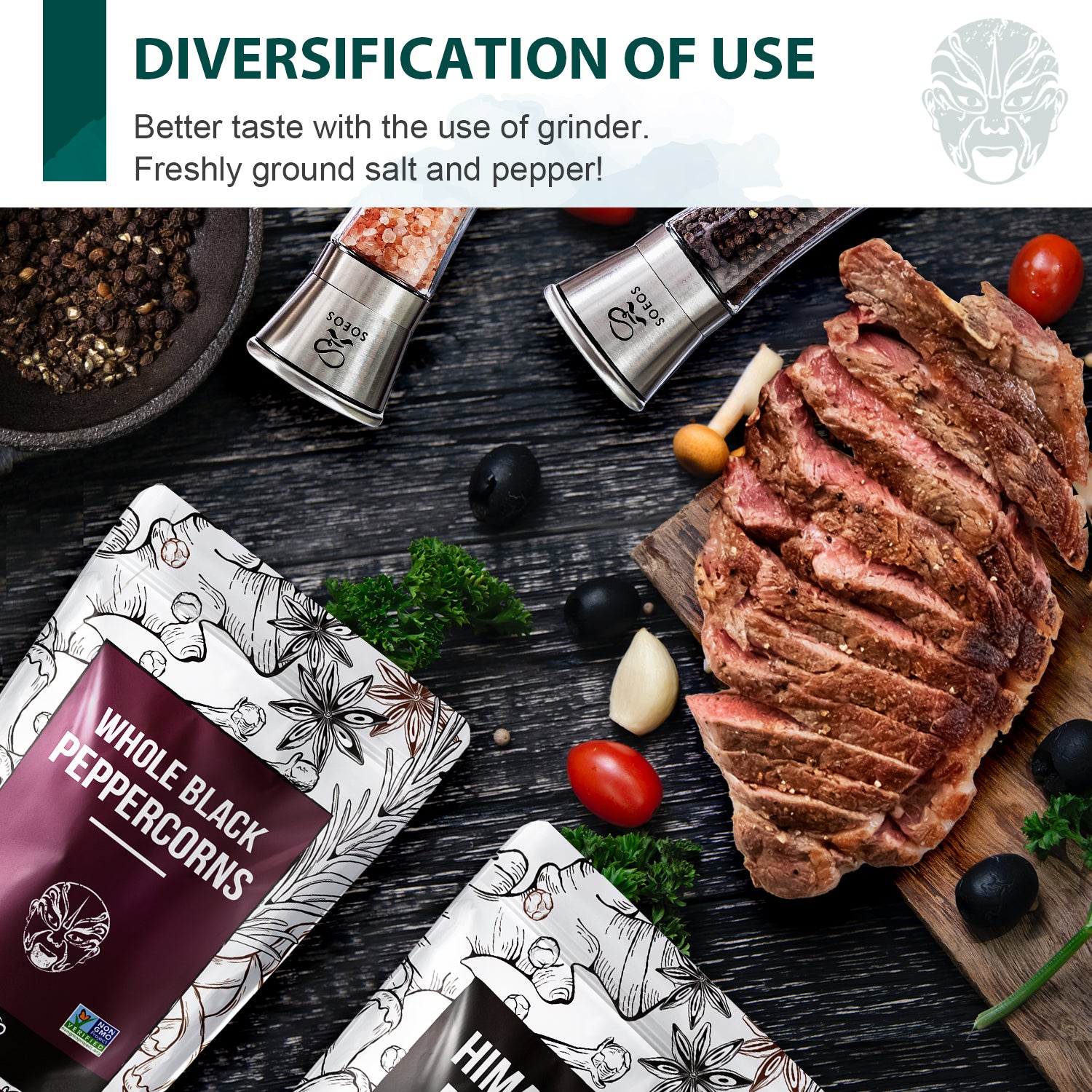 Whole Black Peppercorns 16oz + Himalayan Pink Salt 2lb