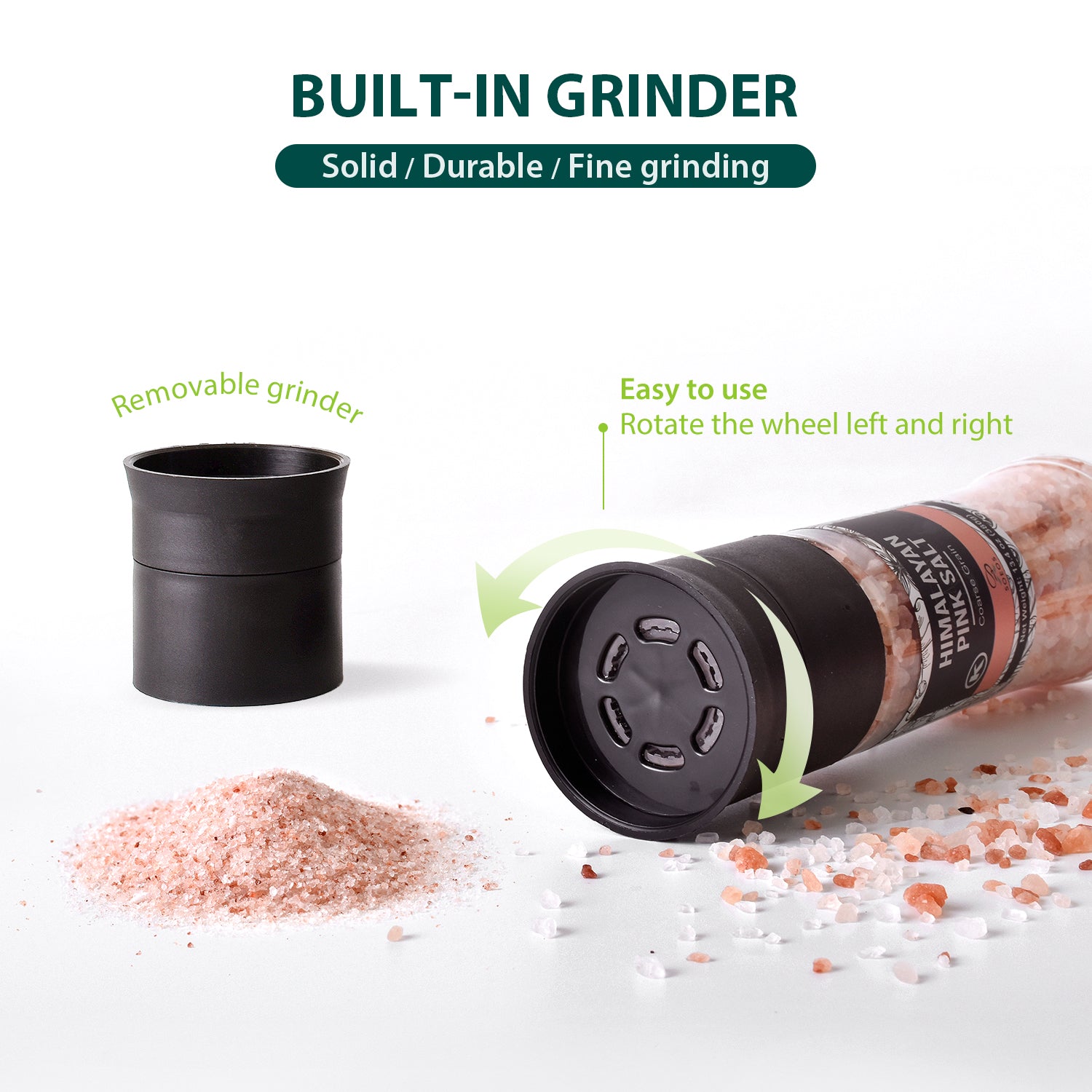 Himalayan Pink Salt Grinder, 13.4 Oz (380g)