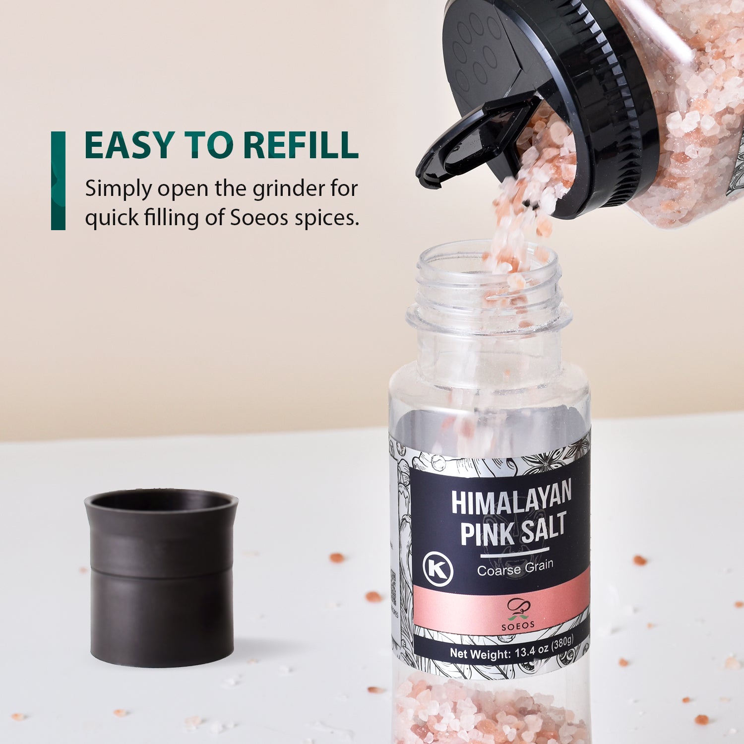 Himalayan Pink Salt Grinder, 13.4 Oz (380g)