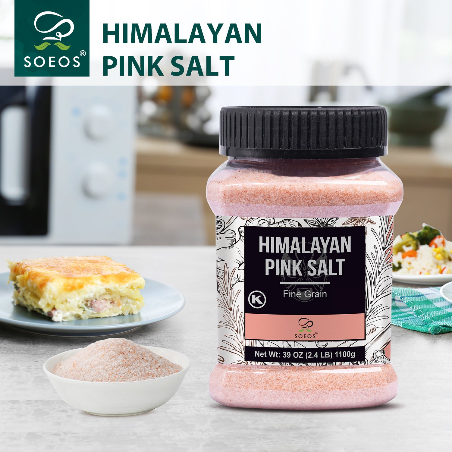 Pink Himalayan Salt, Fine Grain, 39 oz.