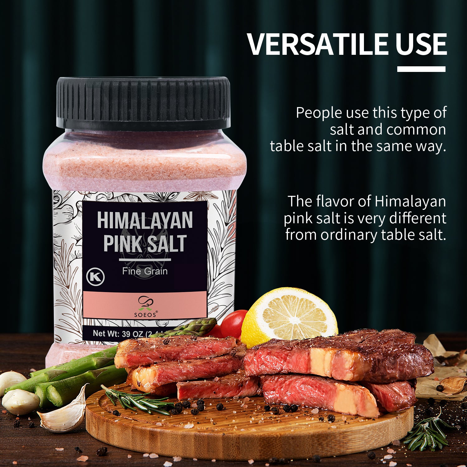 Pink Himalayan Salt, Fine Grain, 39 oz.