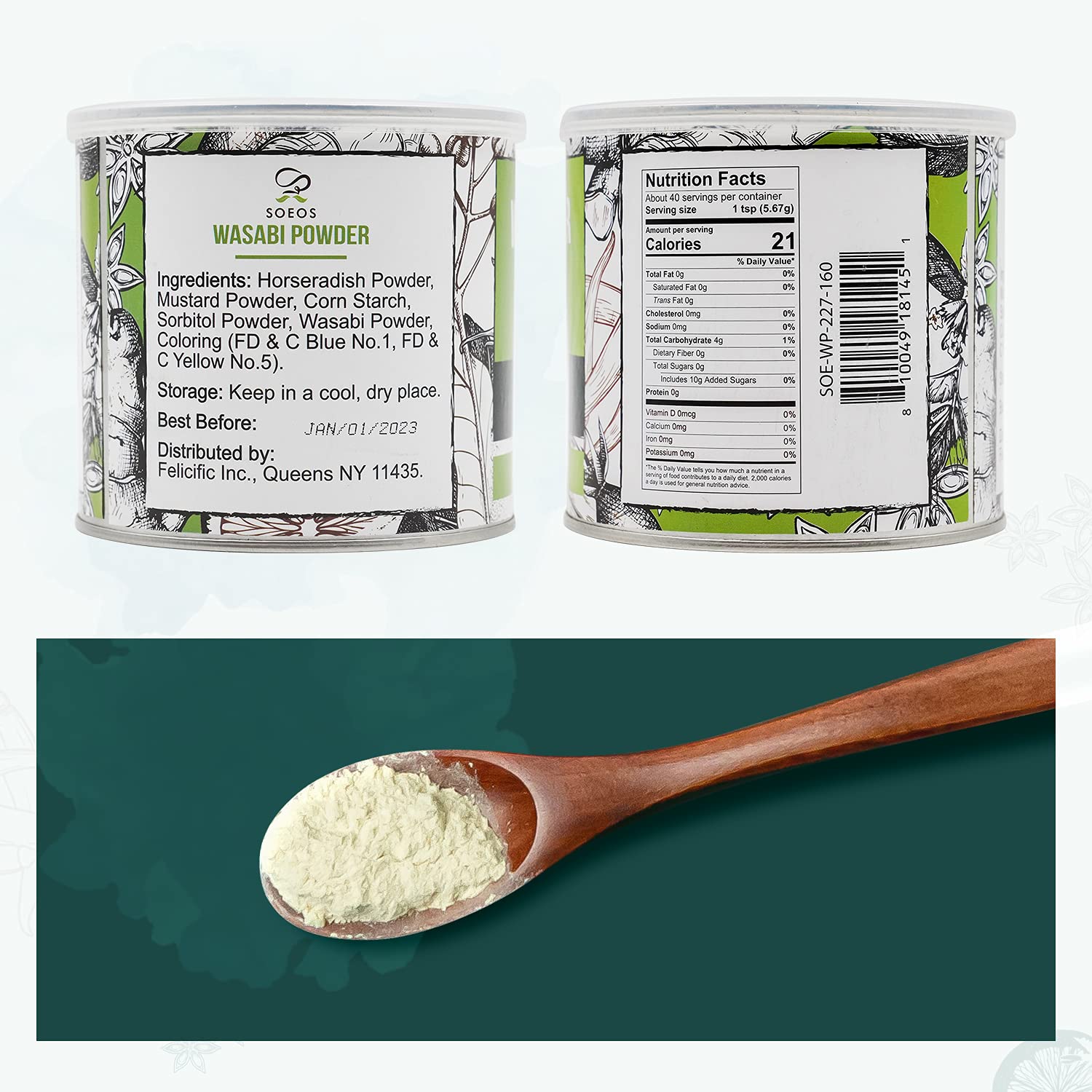 Premium Wasabi Powder 2 Pack of 8oz, 16 oz in Total