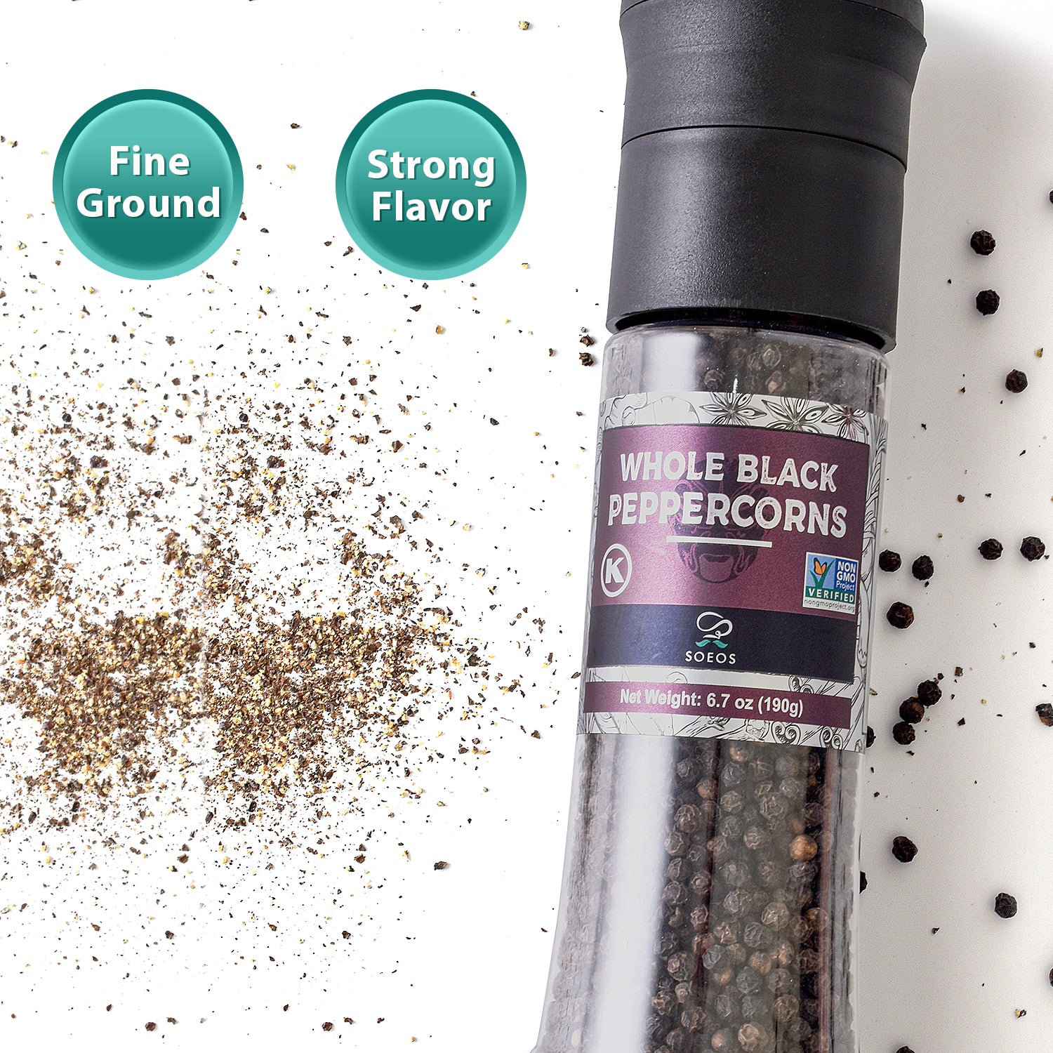 Whole Black Peppercorns 190g and Himalayan Pink Salt 380g