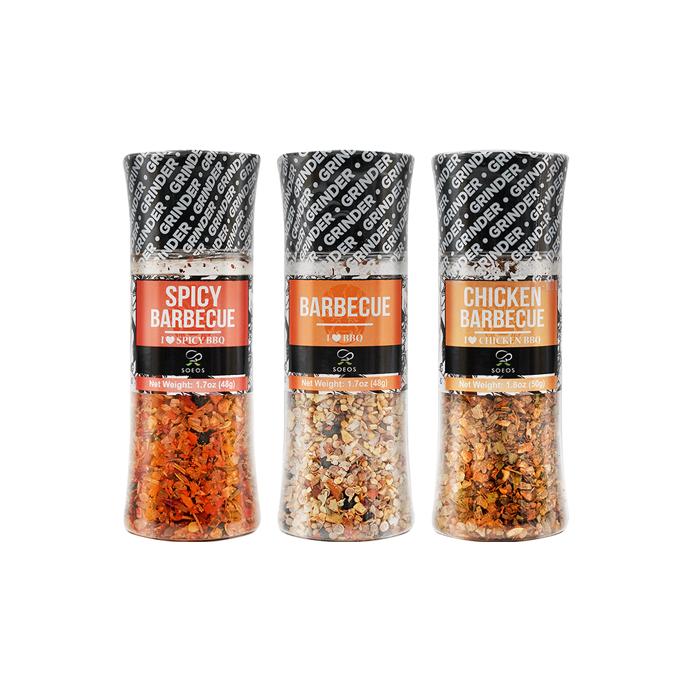 I Love BBQ Spice Seasoning Set of 3 with Integrated Grinders