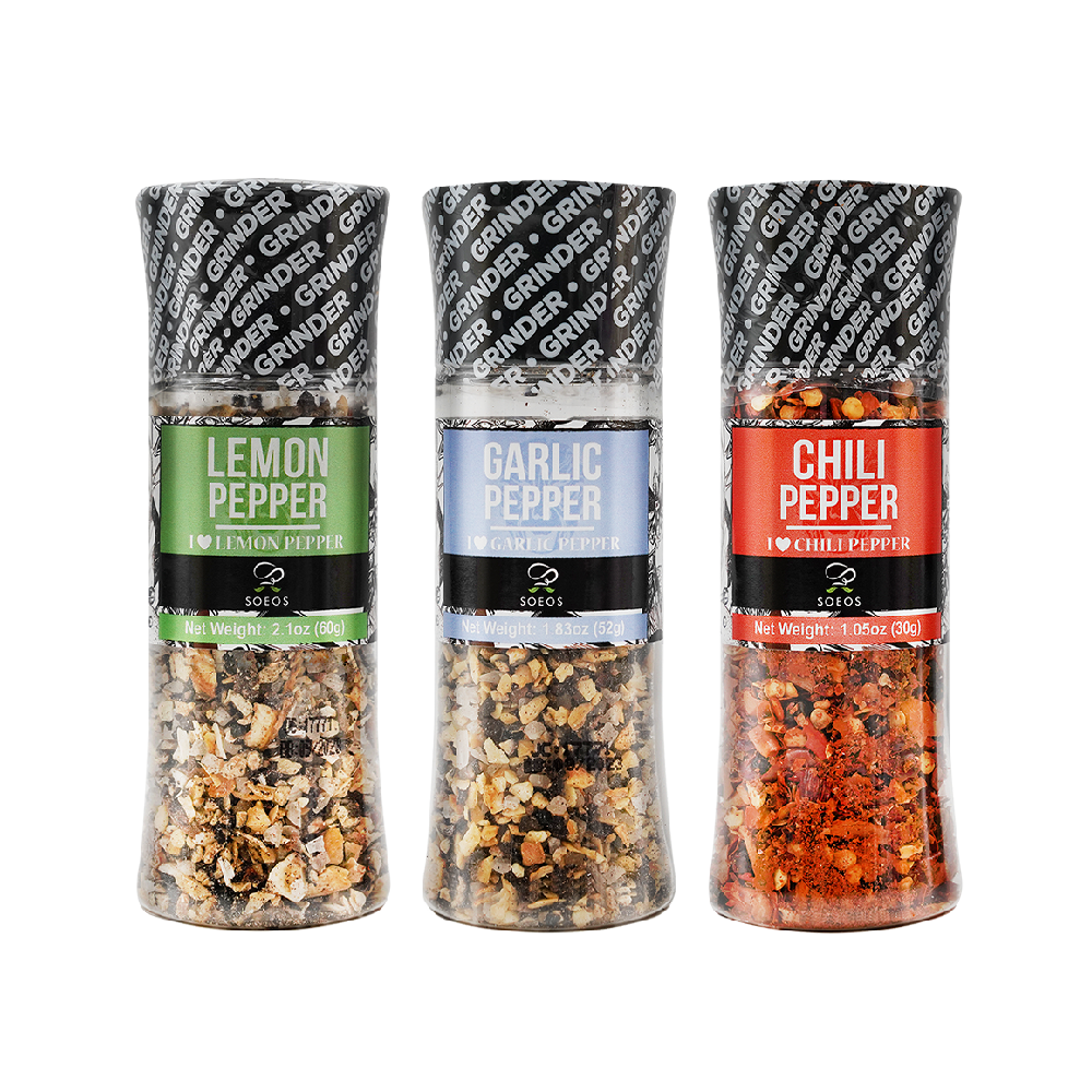 I Love Pepper Spice Seasoning Set of 3 with Integrated Grinders - Case of 24
