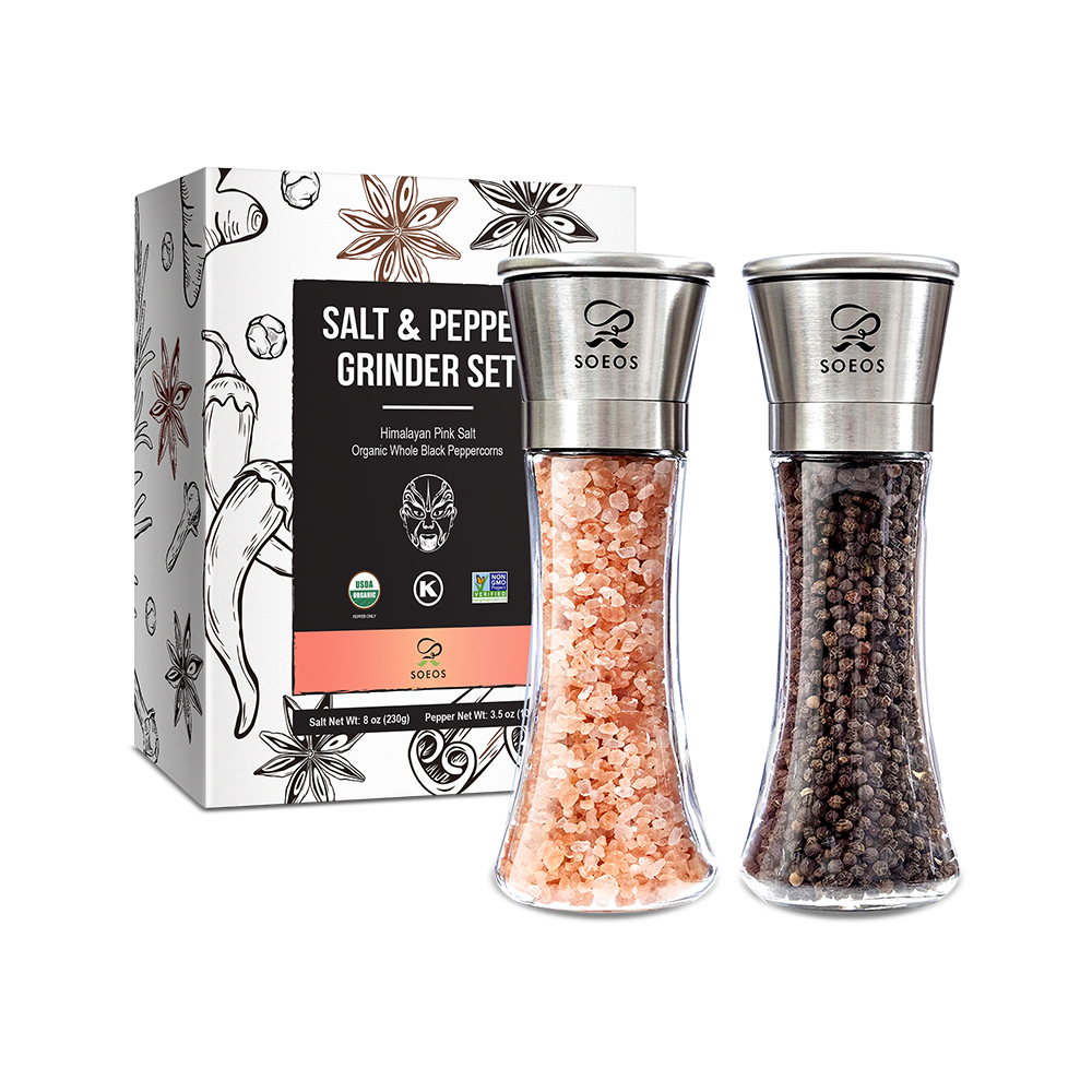 Stainless Steel Salt and Pepper Grinder Set - Soeos