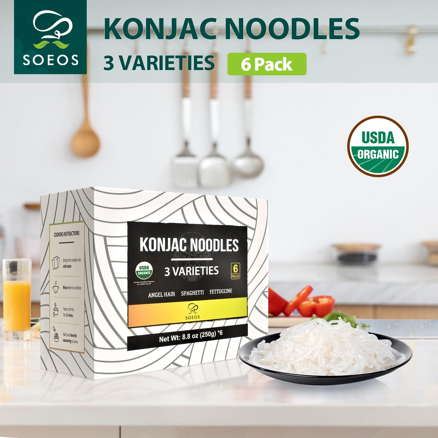 Konjac Noodles, 52. 8 oz (8.8 oz*6), 6 Pack