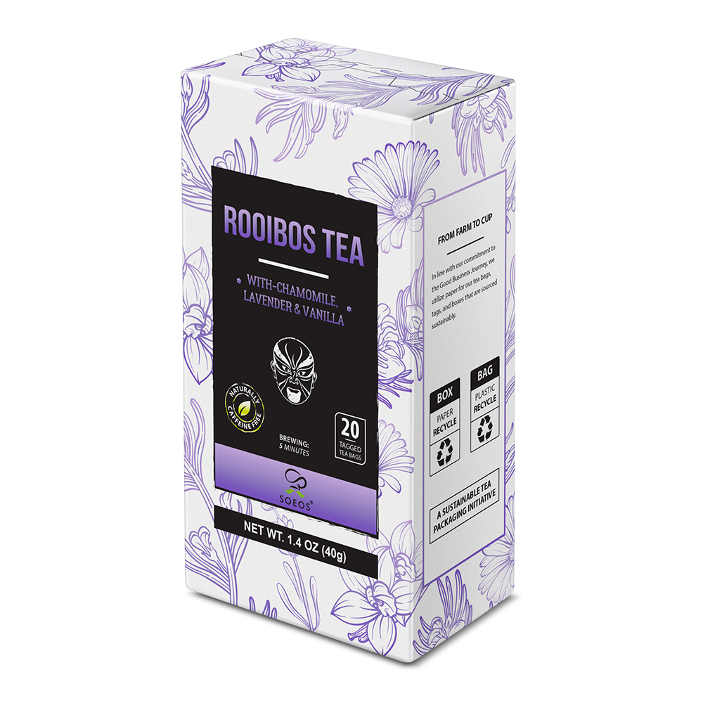 Soeos Rooibos Tea with Chamomile Lavender and Vanilla, 1.04 oz (40 g), 20 Tagged Tea Bags