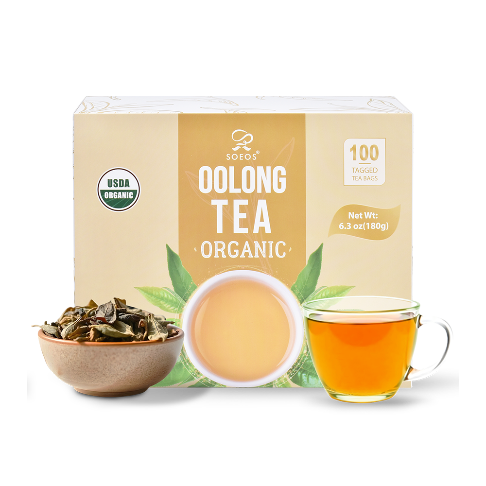 Soeos Organic Oolong Tea 6.3 oz, 100 Tea Bags, Fresh and Healthy