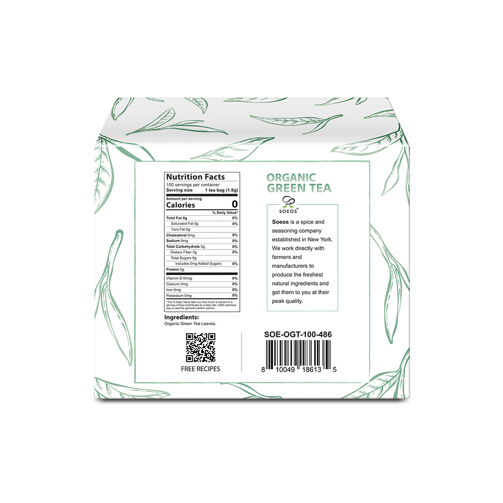 Organic Green Tea, 100 Tea Bags, 6.3 oz
