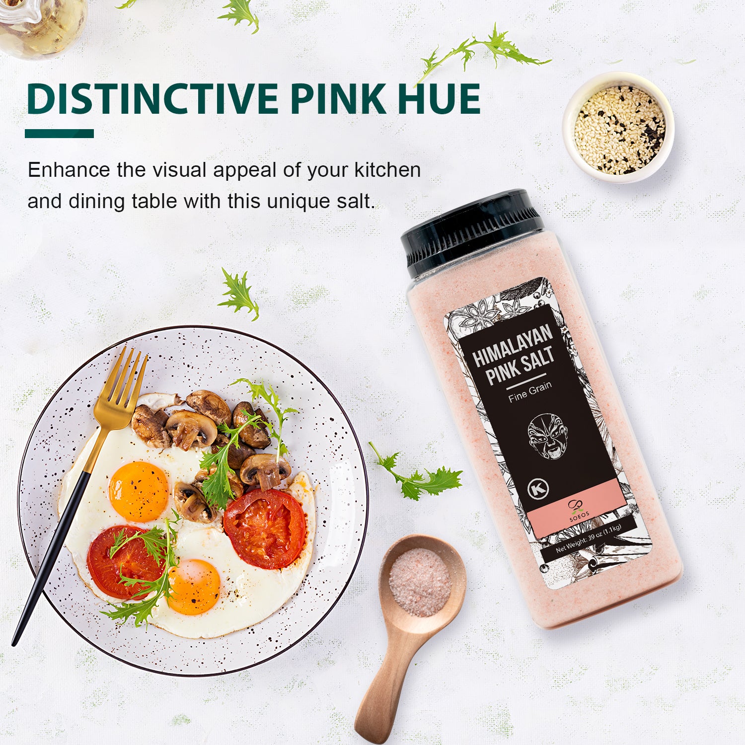 Himalayan Pink Salt, Fine Grain, 39 oz + Ground Black Pepper, 18 oz.