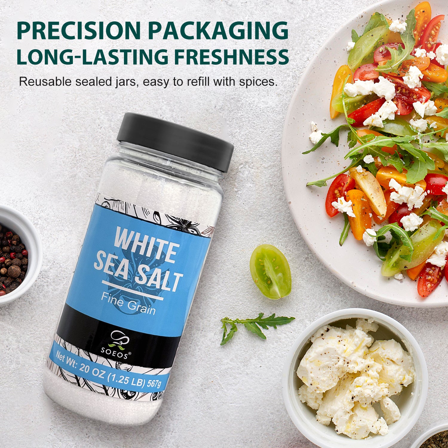Sea Salt, Fine Grain, 20 Oz (1.25 Pound)