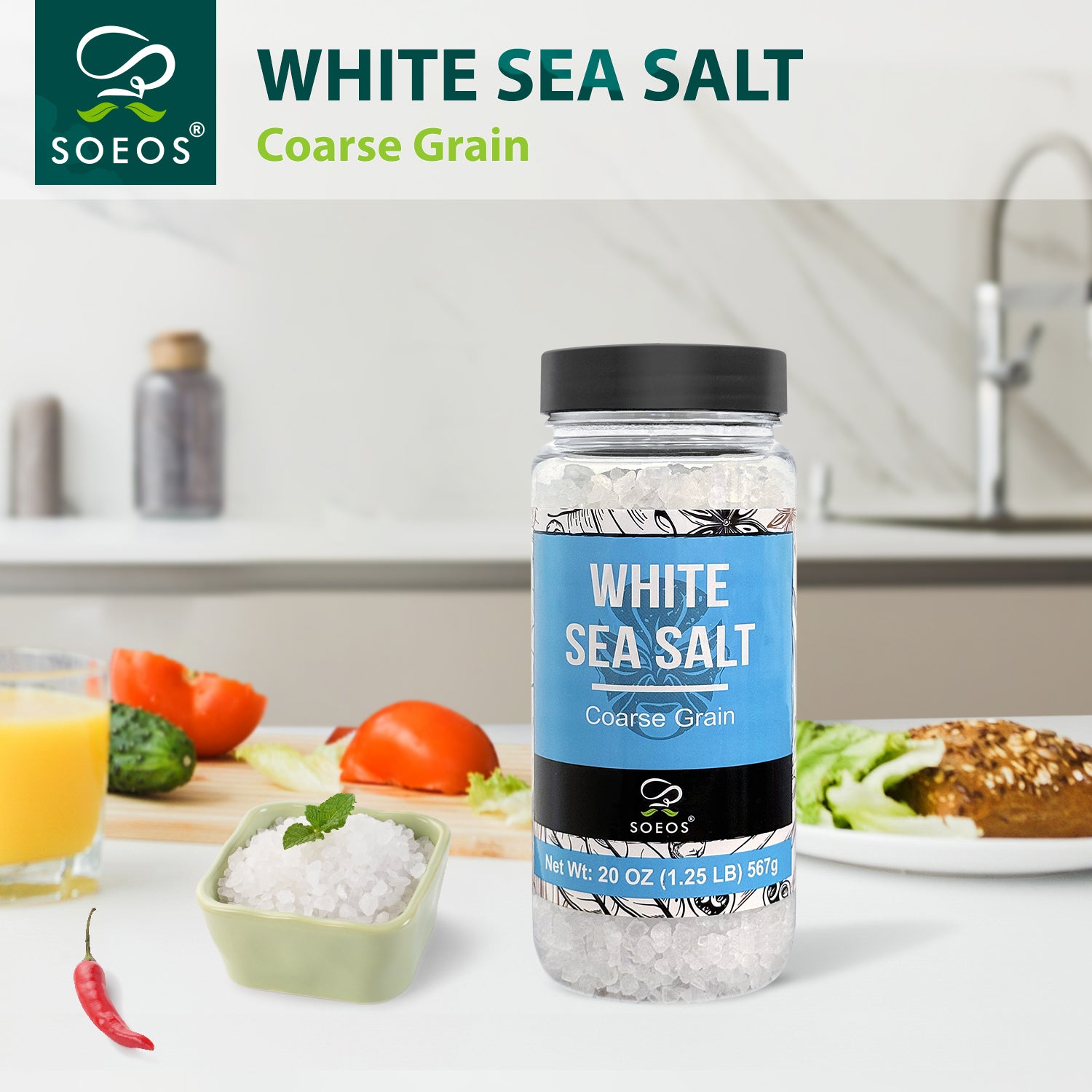 Sea Salt, Coarse Grain, 20 Oz (1.25 Pound)