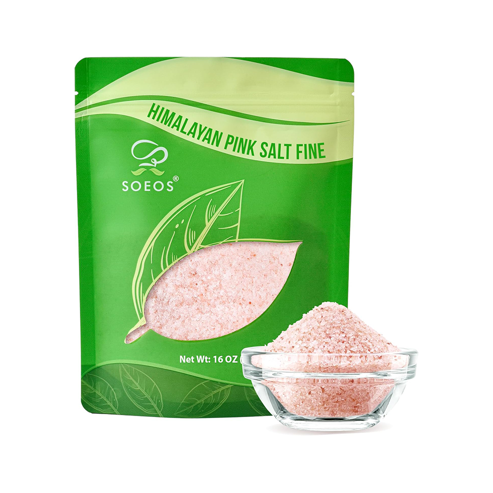 Soeos Himalayan Pink Salt, Fine Grain, 453.59 Grams