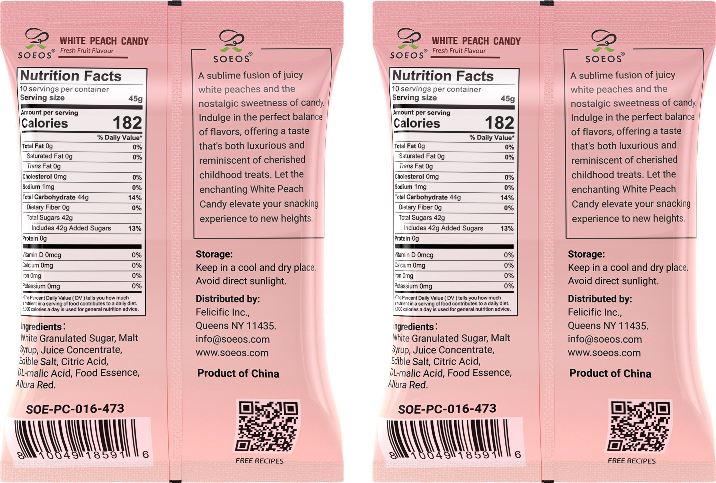 White Peach Hard Candy, 32 oz (2 Pack)