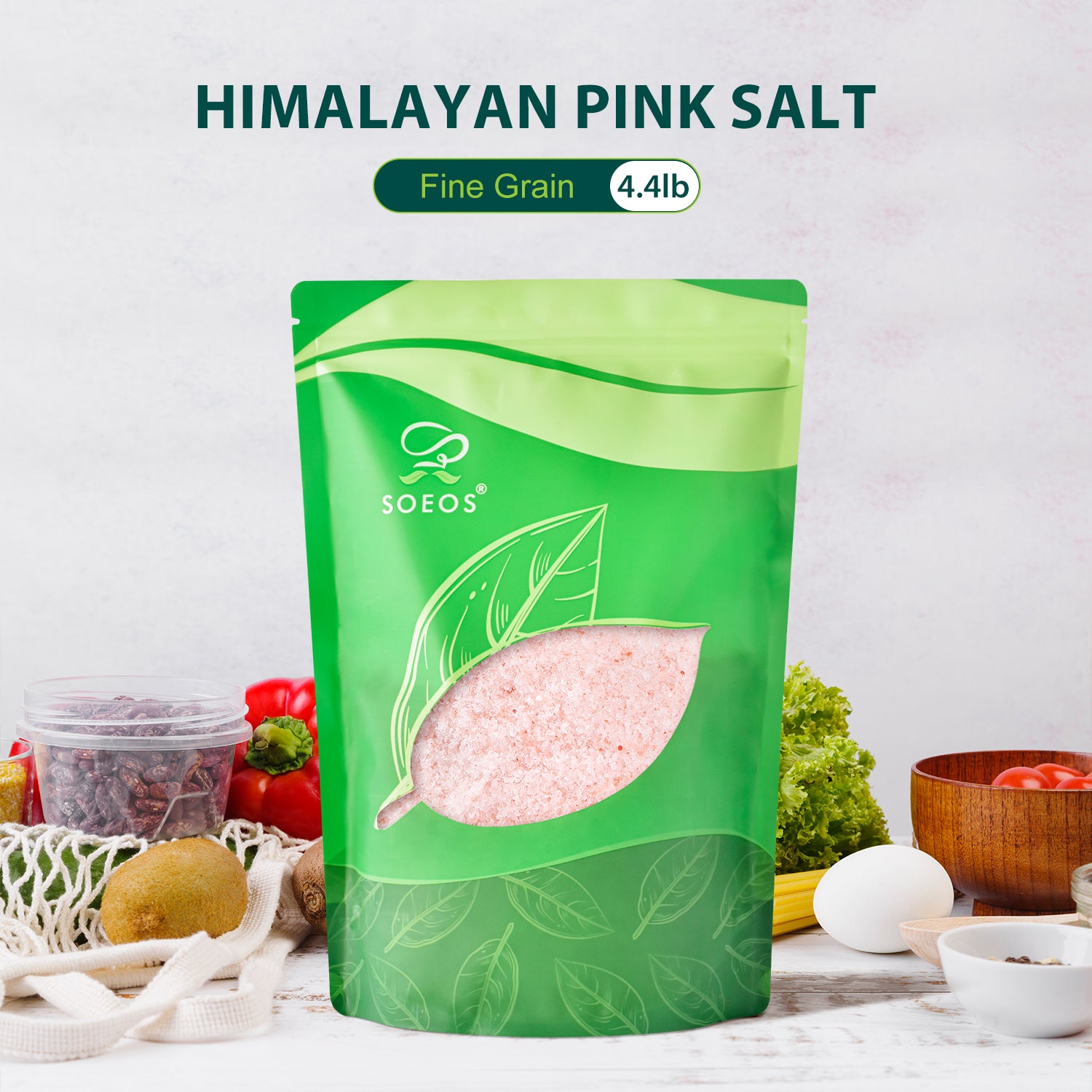 Soeos Fine Grain Himalayan Pink Salt, 2kg/ 70.5oz