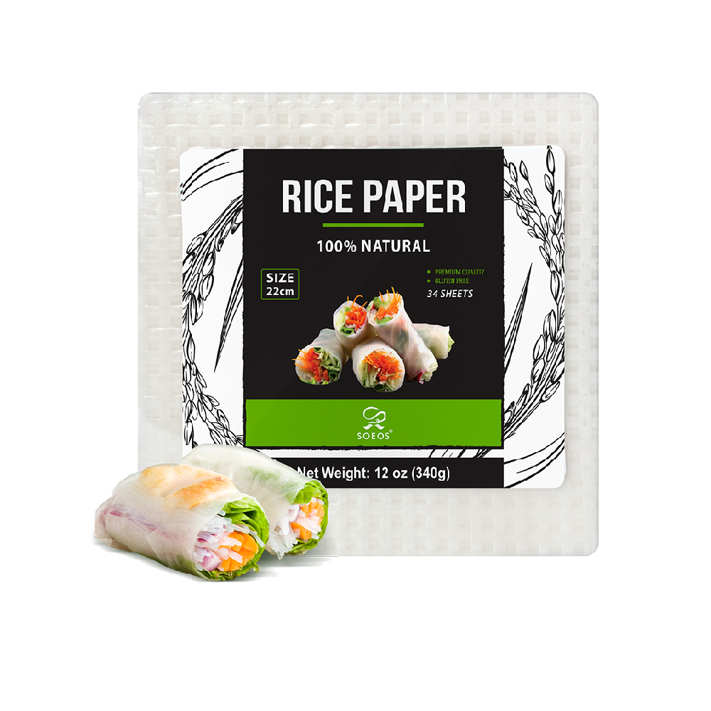 Square Rice Paper, 22 cm, 1 Pack of 34 Sheets, 12 oz (340 g) - Case of 50