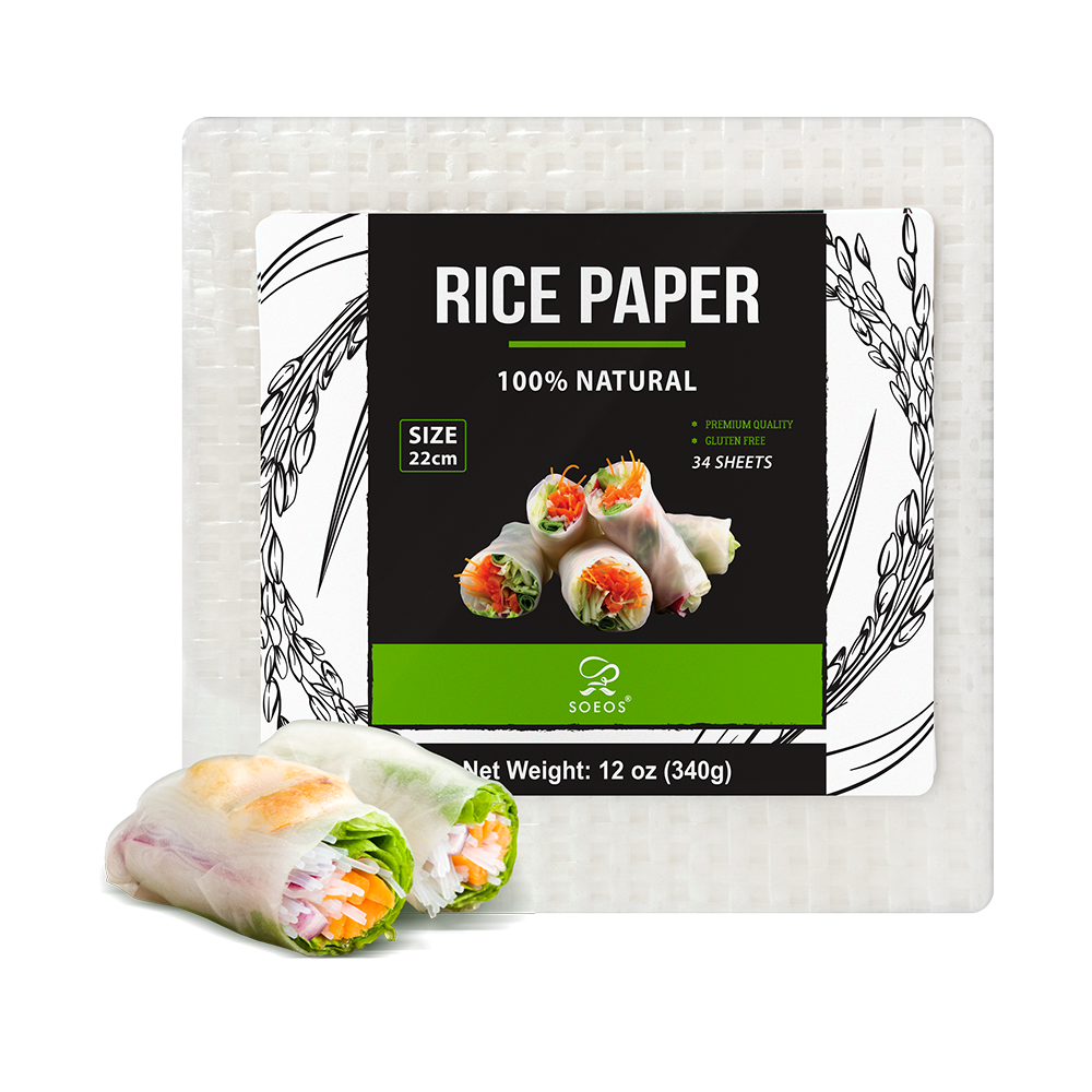 Square Rice Paper, White Rice Paper Wrappers, 1 Pack, 34 Sheets, 22 cm