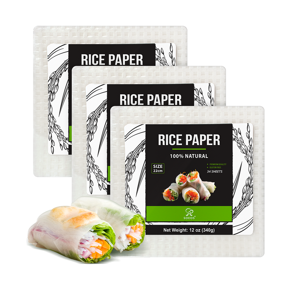 Square Rice Paper, White Rice Paper Wrappers, 3 Pack, 102 Sheets