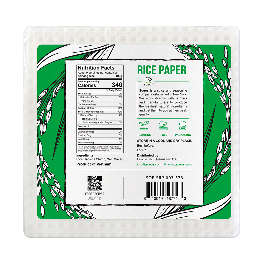 Square Rice Paper, White Rice Paper Wrappers, 3 Pack, 102 Sheets