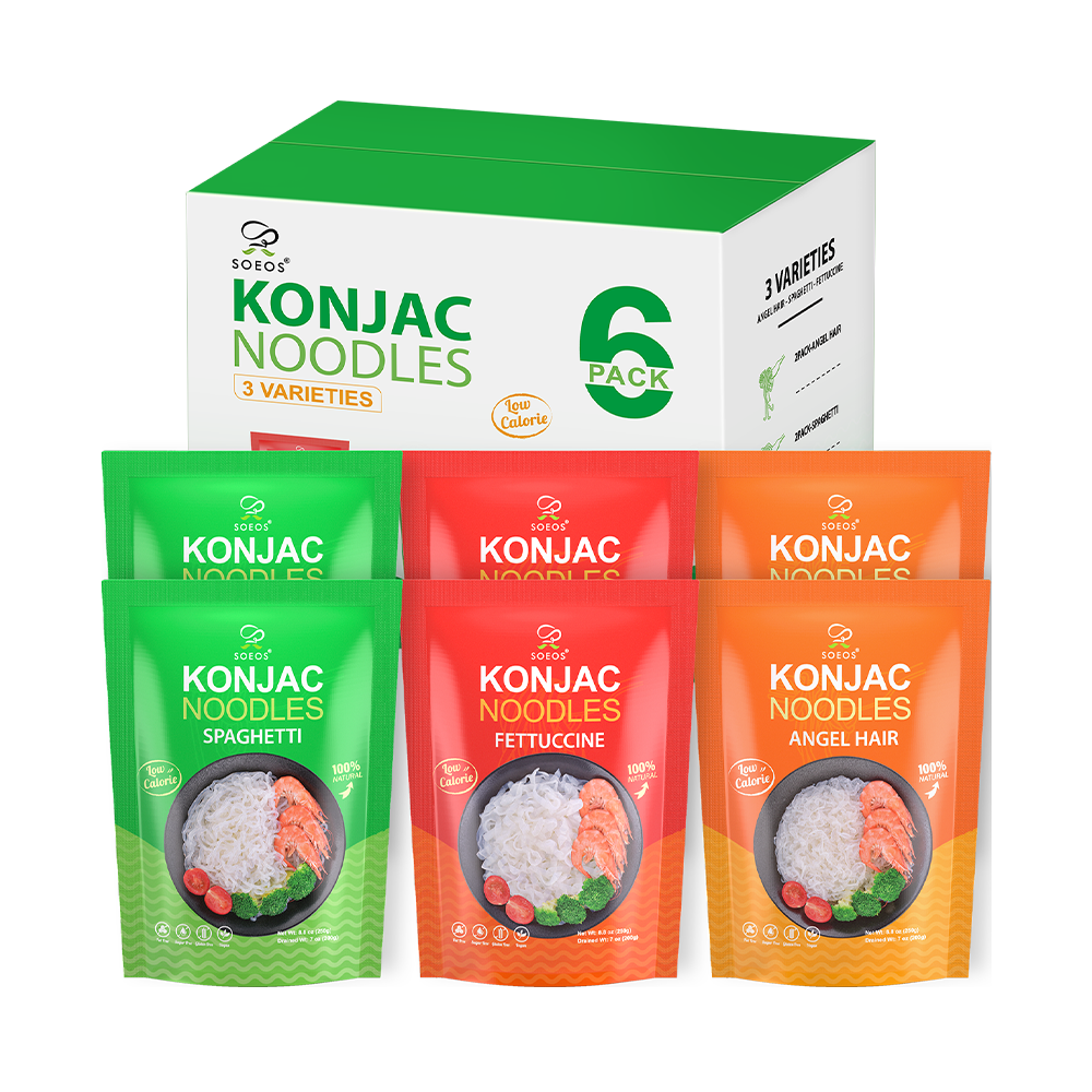 Konjac Noodles, 3 Variety Noodles, Fettuccine, Angel Hair, Spaghetti, 8.8 oz (250 g)*6