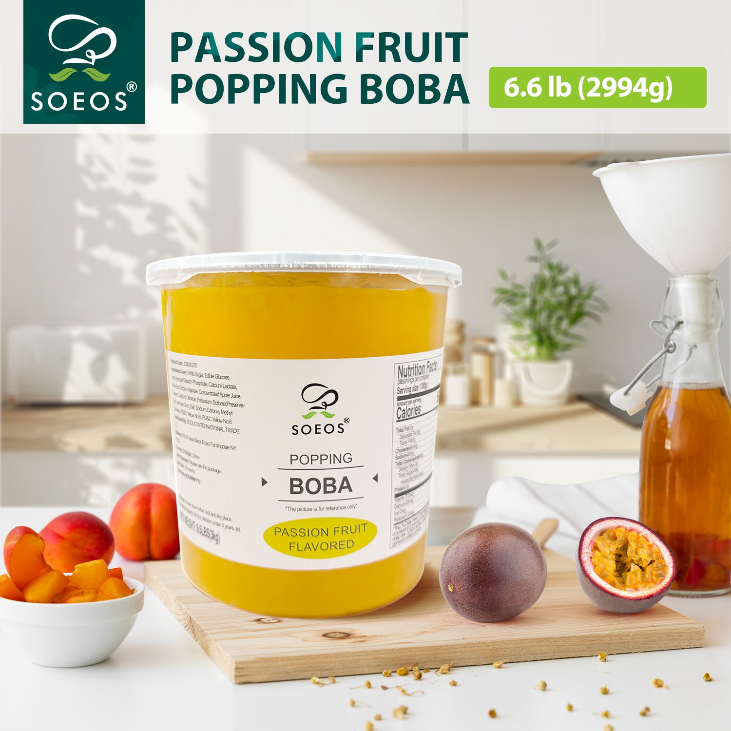 Passion Fruit Popping Boba Pearls, 7lb (1 Pack)