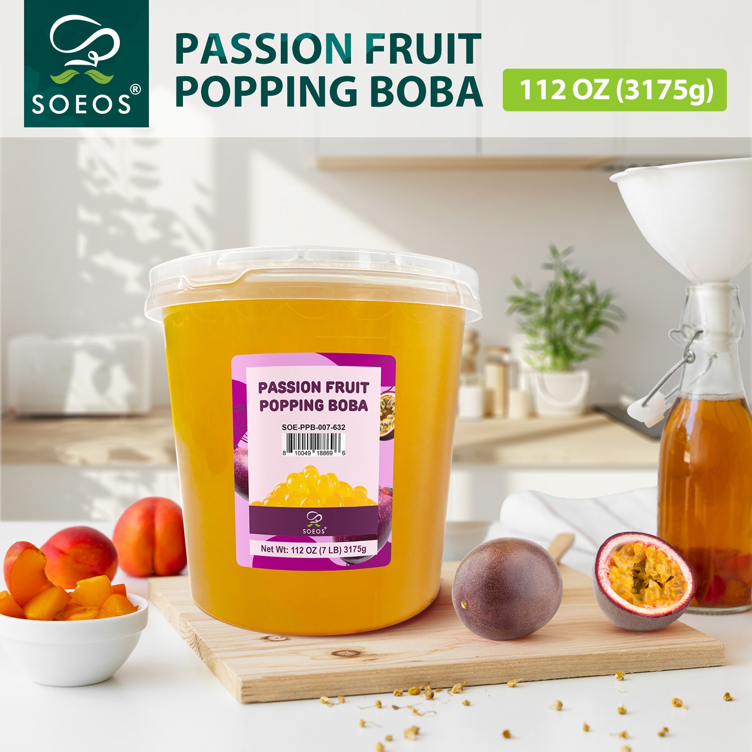 Passion Fruit Popping Boba Pearls, 7lb (1 Pack)