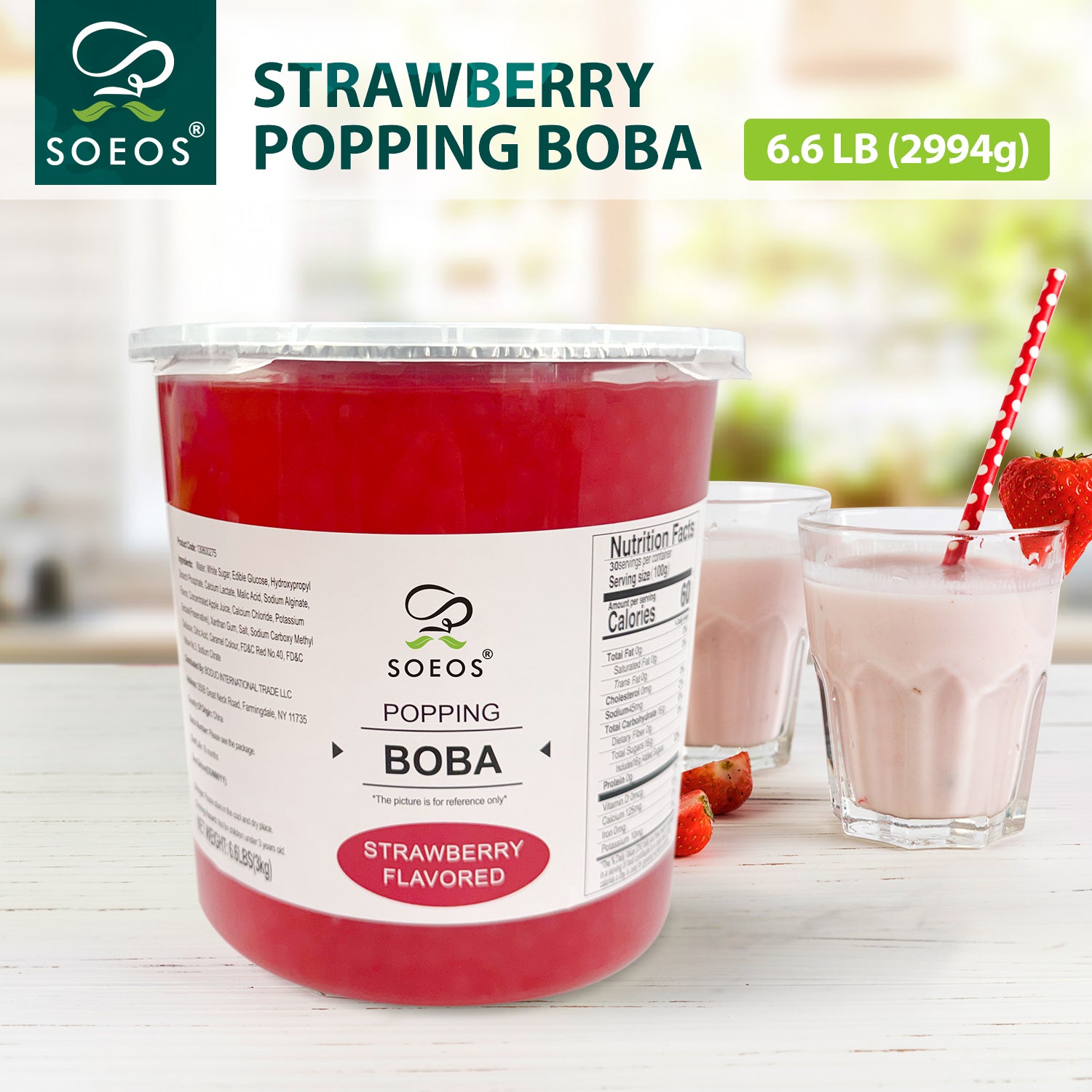 Strawberry Popping Boba Pearls, 7lb (1 Pack)