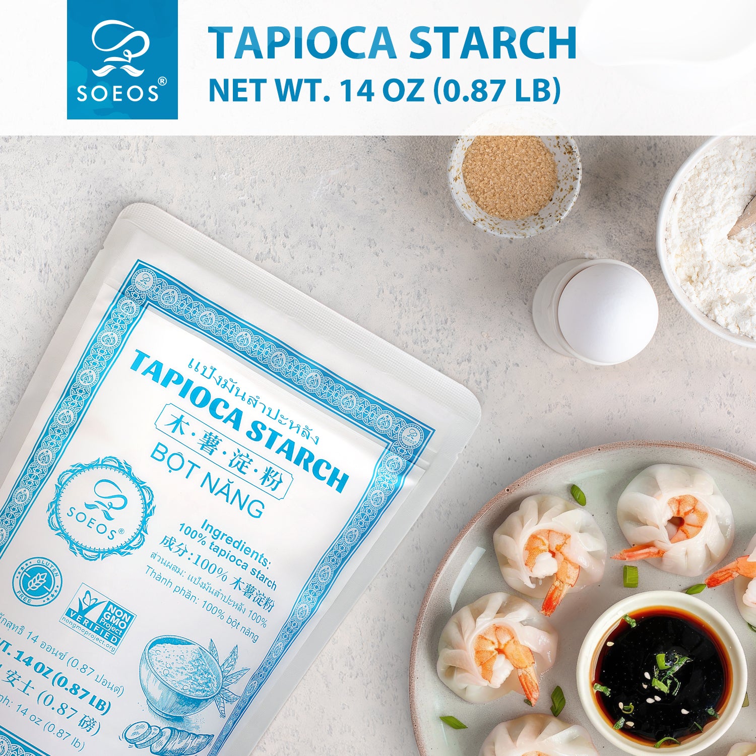 Tapioca Starch, 14 oz, (Pack of 1) – Soeos