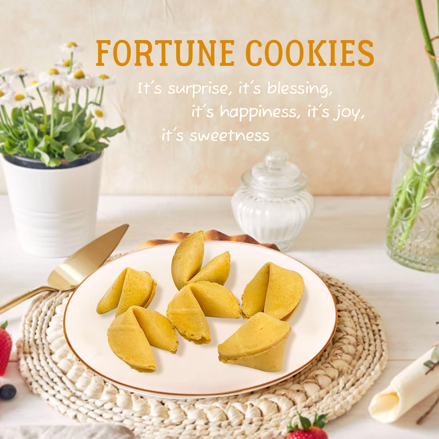 Soeos Fortune Cookies, Individually Packed, 40pcs Crispy Baked Cookies