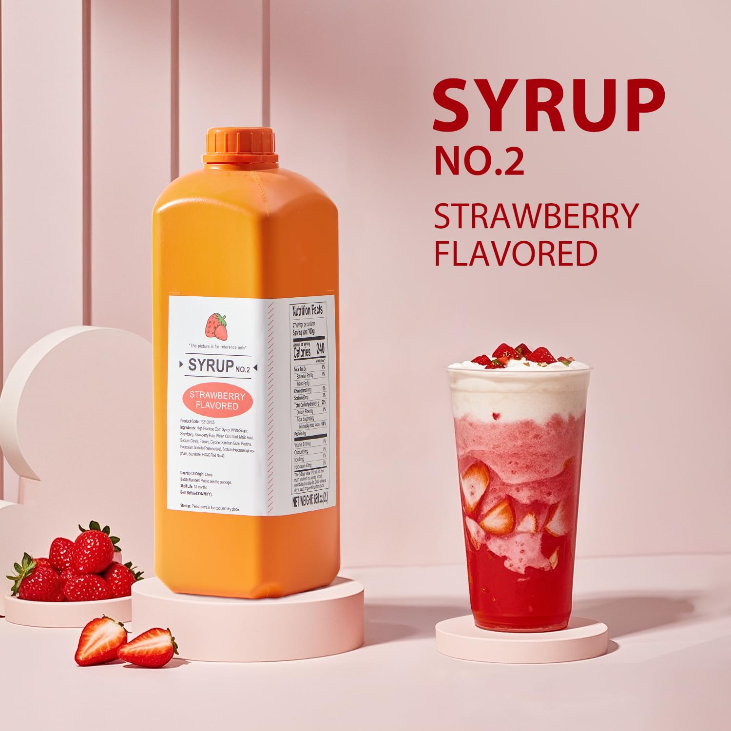 Strawberry Flavored Syrup, 68 fl oz (2 Liters)