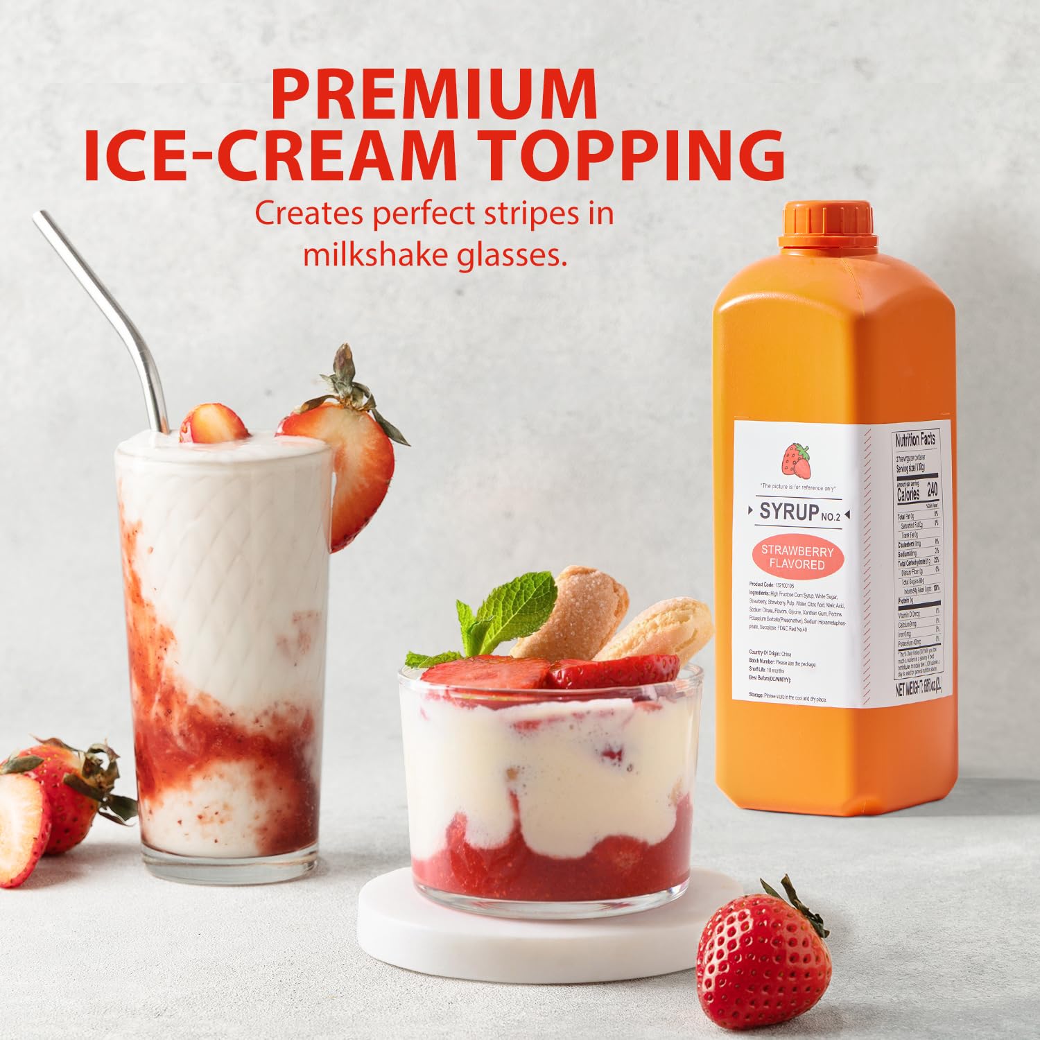 Strawberry Flavored Syrup, 68 fl oz (2 Liters)