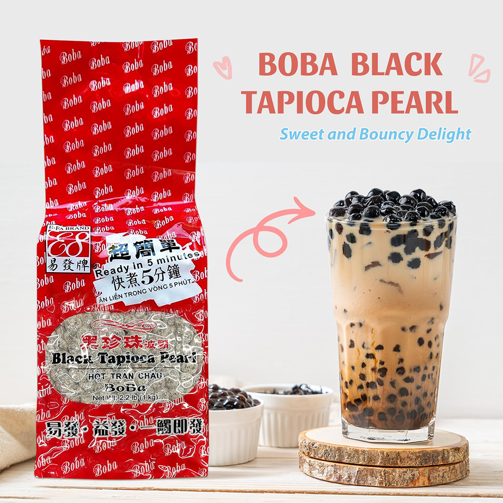 Soeos Boba Pearls, Black Tapioca Pearls,  2.2 lb (1 kg)