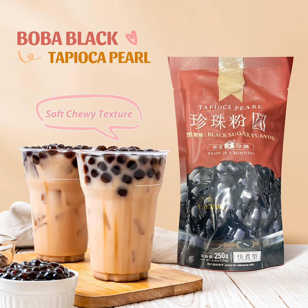 Soeos Boba Pearls, Black Sugar Flavor Tapioca Pearls, 8.8 oz (250 g)