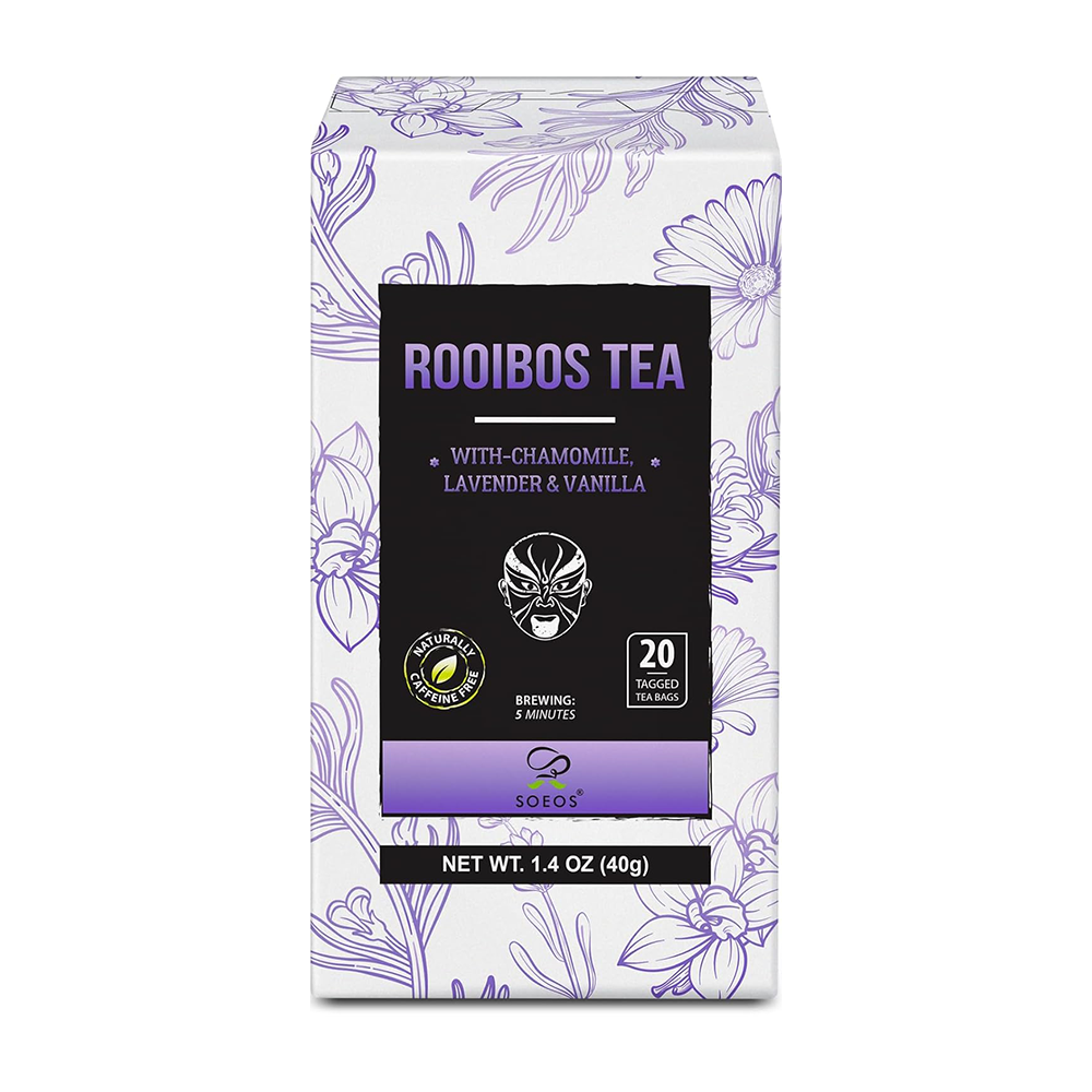 Soeos Rooibos Tea with Chamomile, Lavender and Vanilla, Caffeine Free, 20 Teabags, 1.4oz (40g)