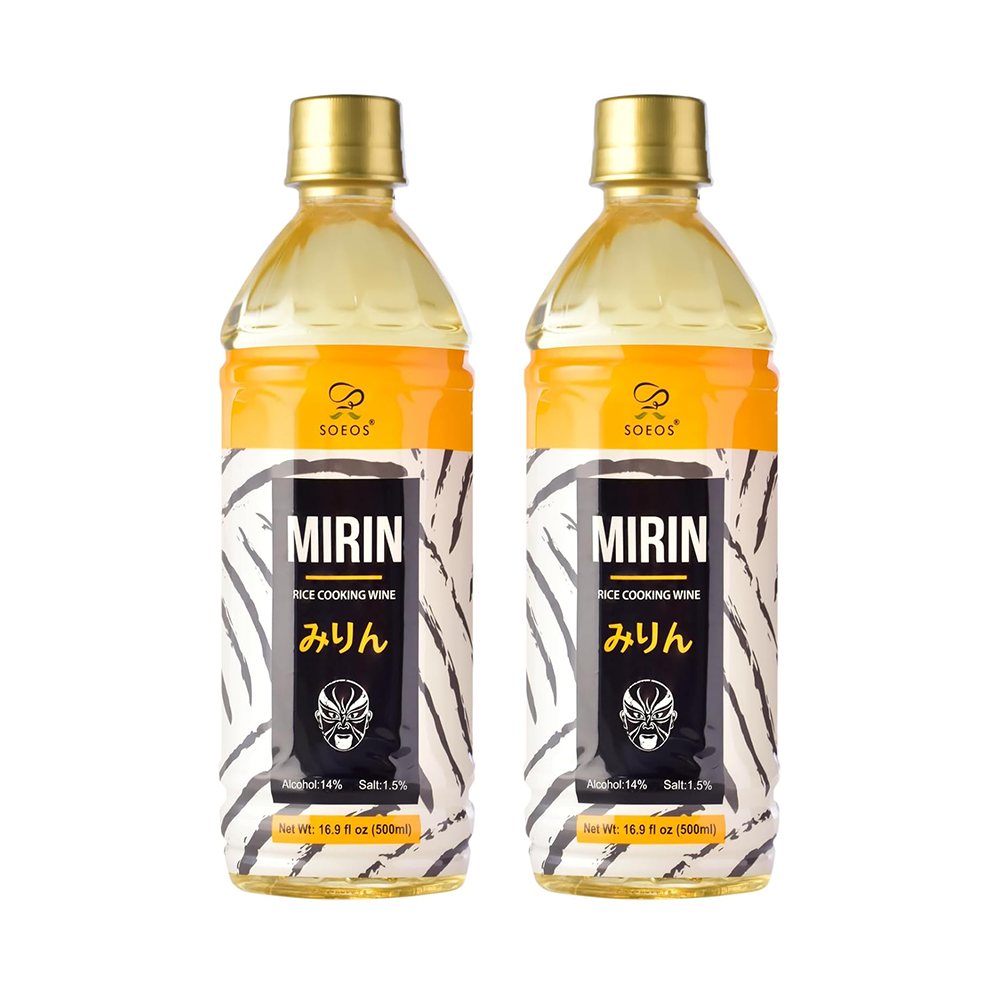 Soeos Mirin Japanese Cooking Wine, 16.9 fl oz, 25 Servings per Container, Pack of 2