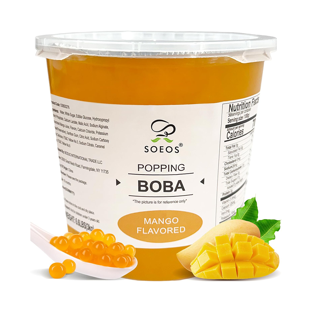 Soeos Mango Popping Boba Pearls, 7 lb