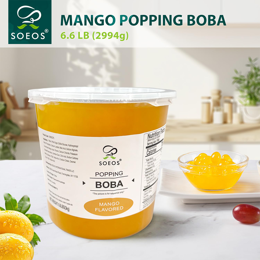 Soeos Mango Popping Boba Pearls, 7 lb