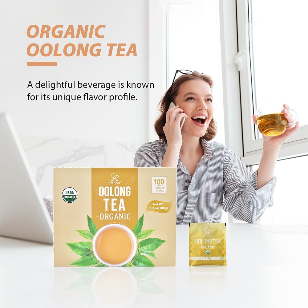 Soeos Organic Oolong Tea 6.3 oz, 100 Tea Bags, Fresh and Healthy