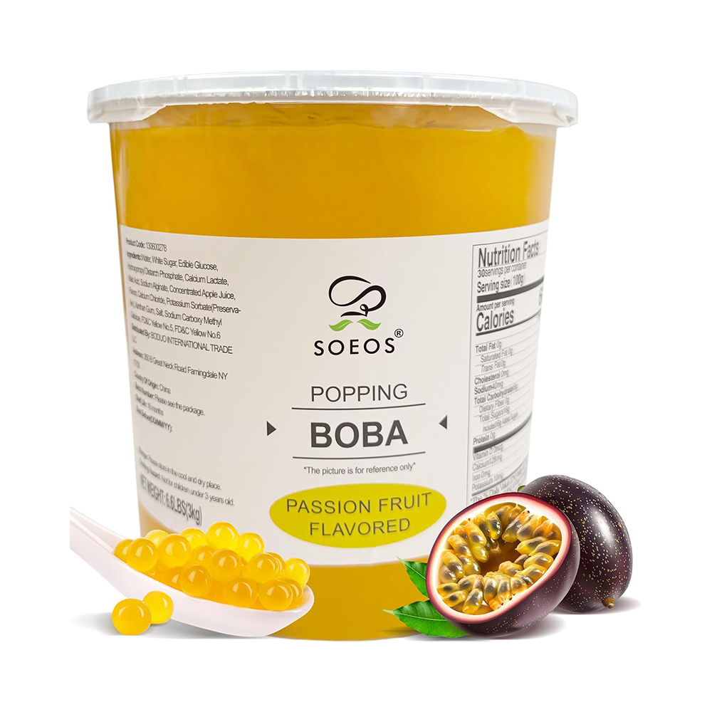 Soeos Passion Fruit Popping Boba Pearls, 7 lb