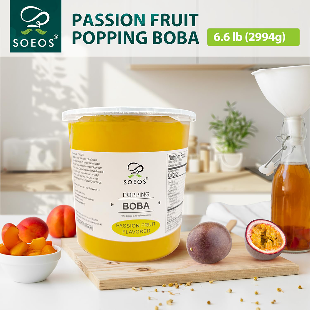 Soeos Passion Fruit Popping Boba Pearls, 7 lb