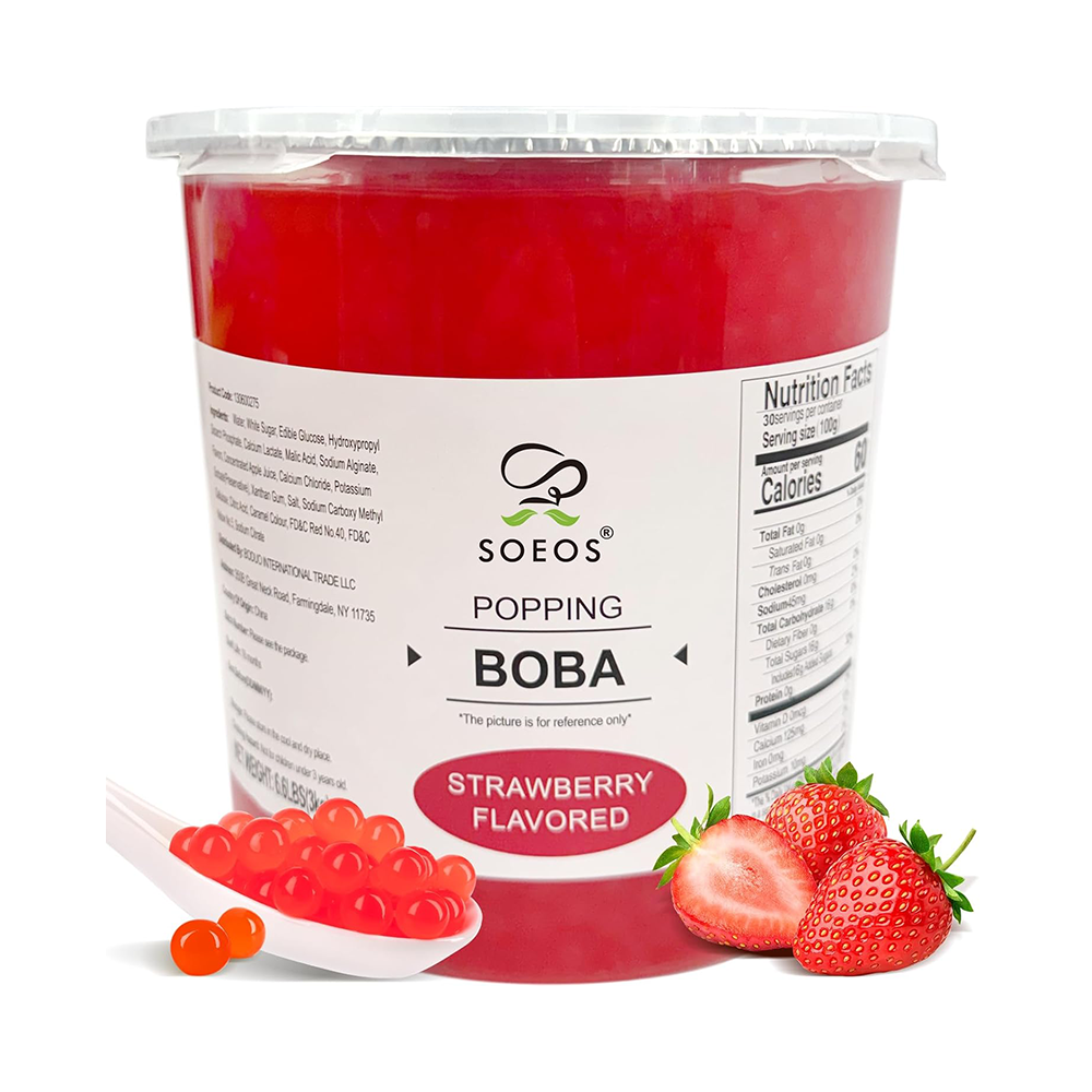 Soeos Strawberry Popping Boba Pearls, 7 lb