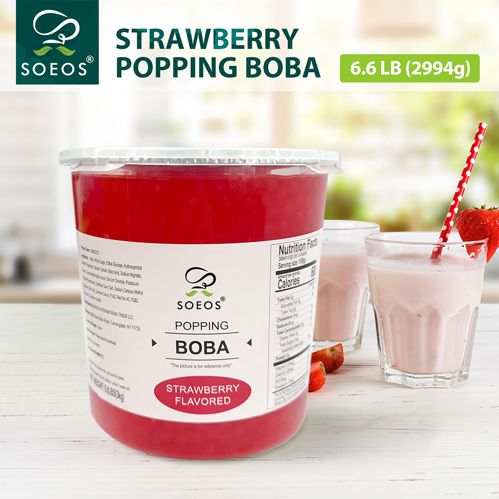 Soeos Strawberry Popping Boba Pearls, 7 lb