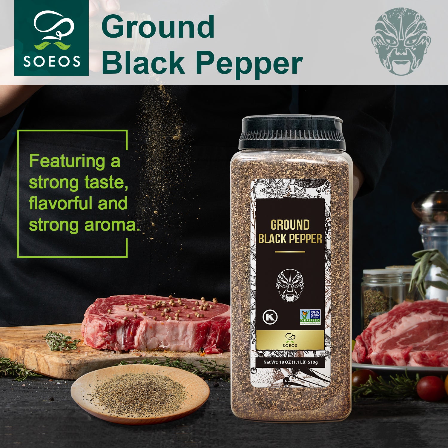 Ground Black Pepper, 18 oz.